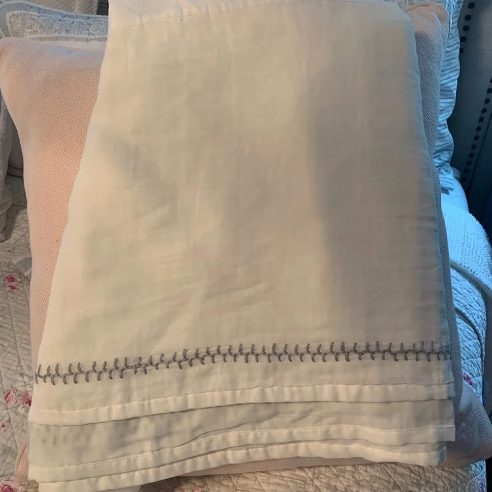 RH Baby and child Crib Skirt with Gray Stitching
